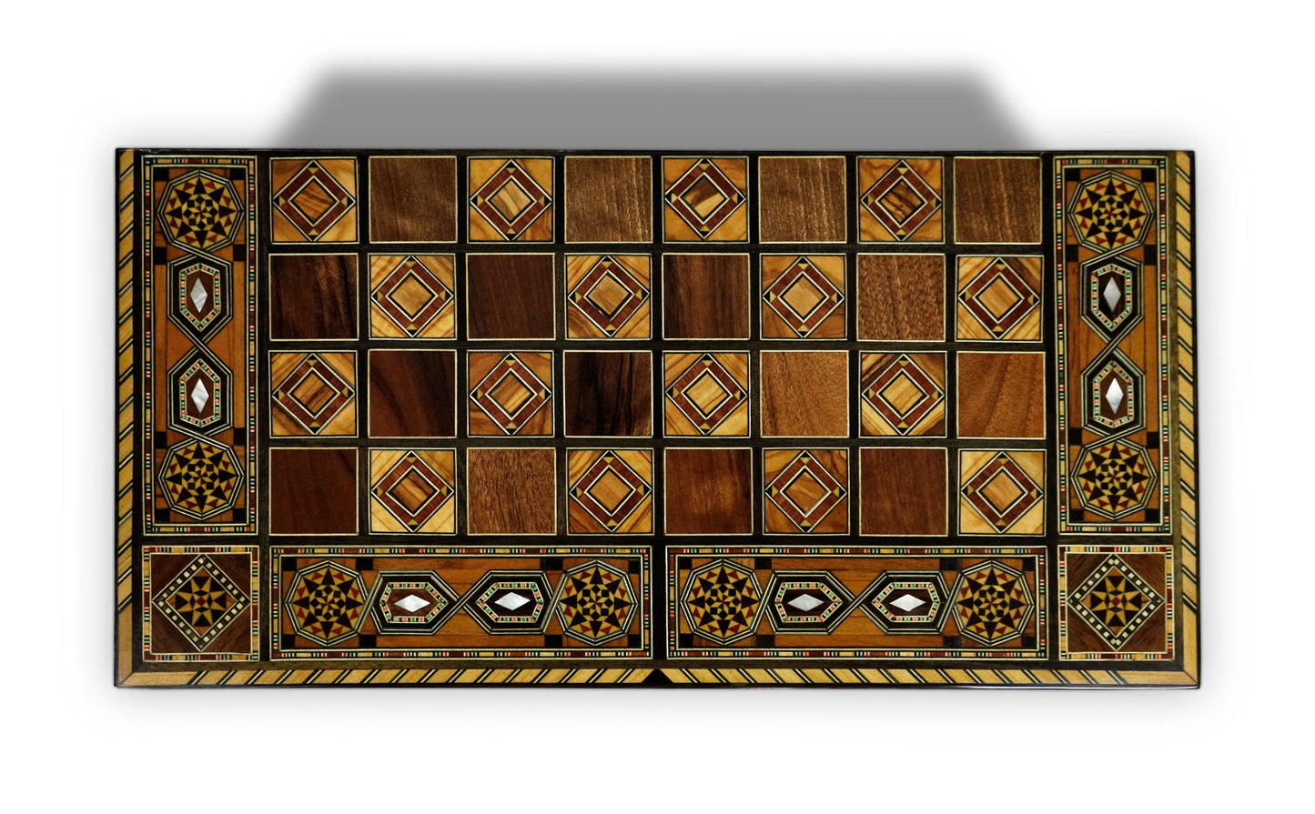 Holz Backgammon/Schach Brett inkl. Holz Steine und Figuren BT420F