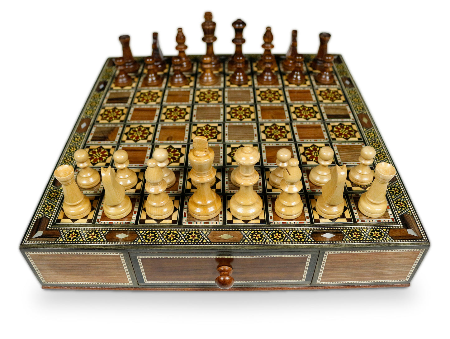Holz Schach /Dame Brett  mit Schubladen    BM400