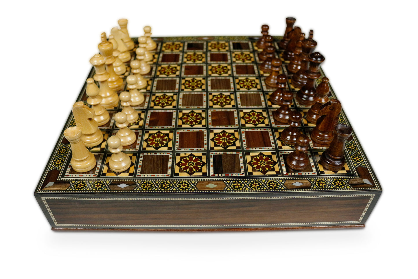 Holz Schach /Dame Brett  mit Schubladen    BM400