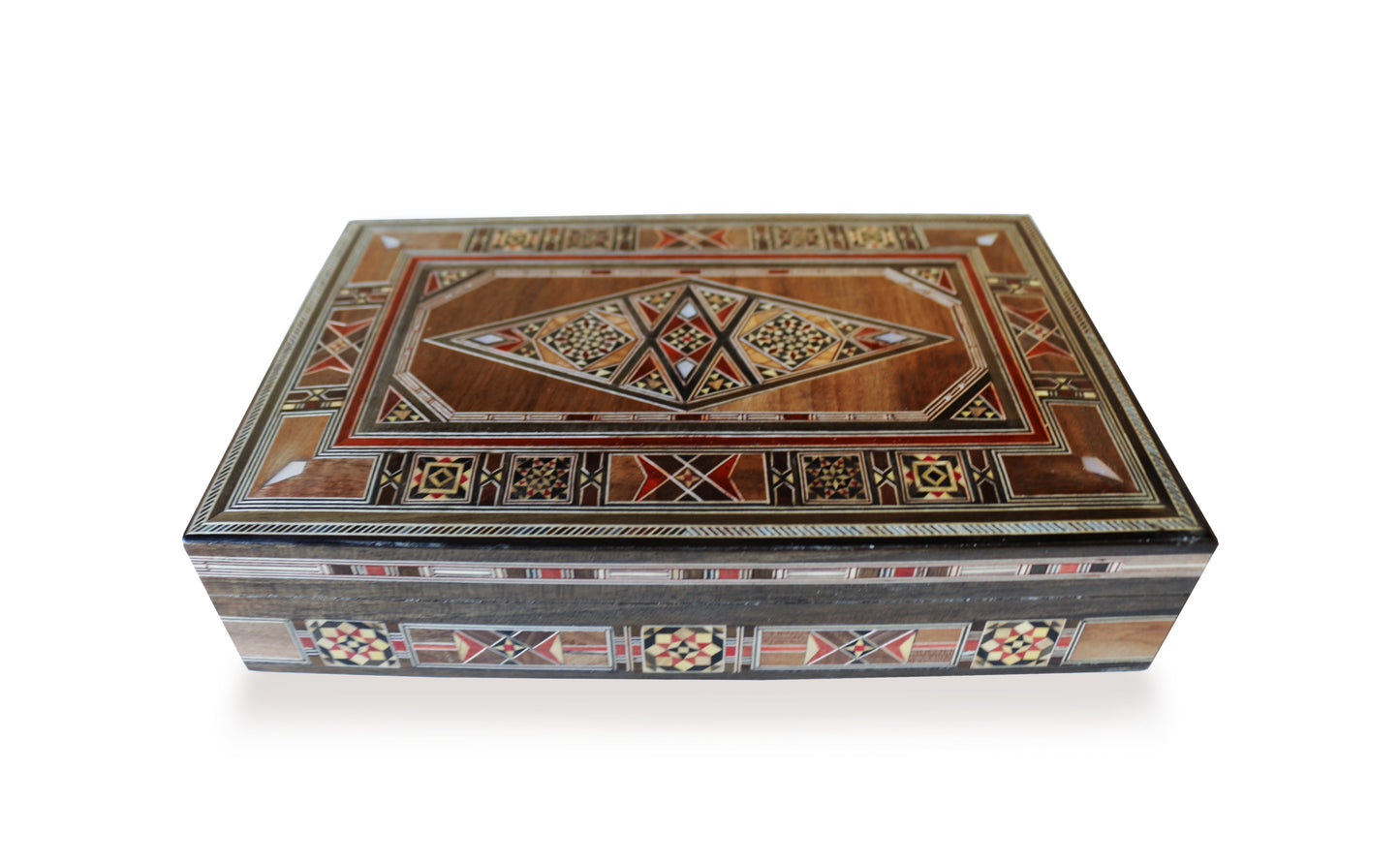 Neu Holz Mosaik Schatulle,Box,Kästchen, Damaskunst K 2-3-49