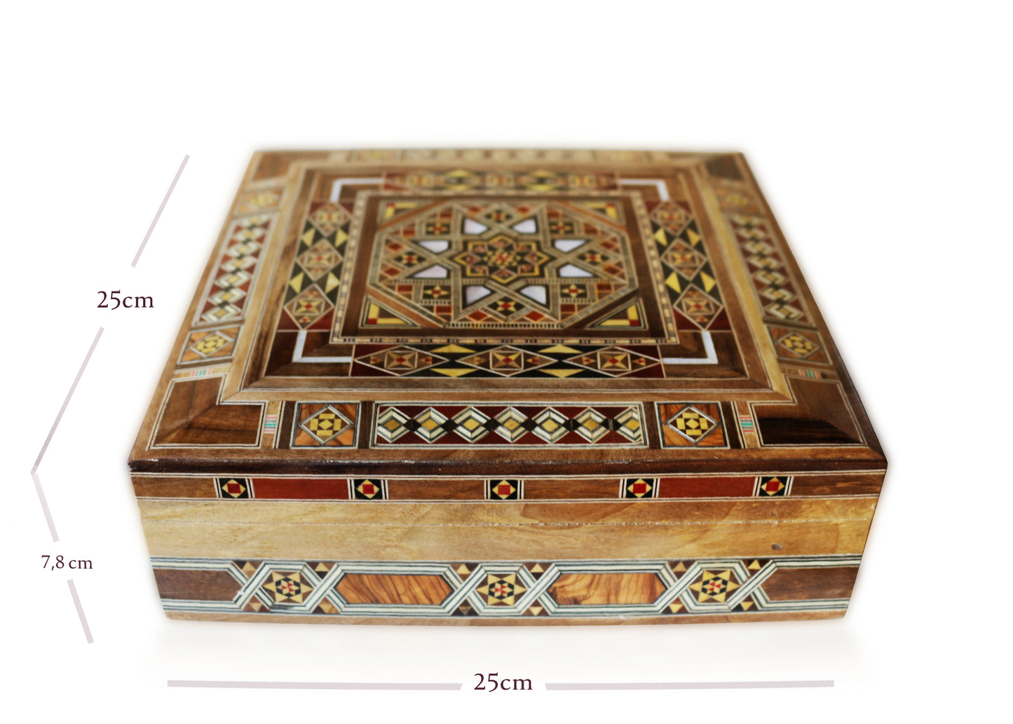 Neu Holz Mosaik Schatulle,Box,Kästchen, Damaskunst K 22-25