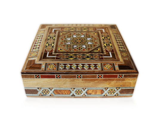 Neu Holz Mosaik Schatulle,Box,Kästchen, Damaskunst K 22-25