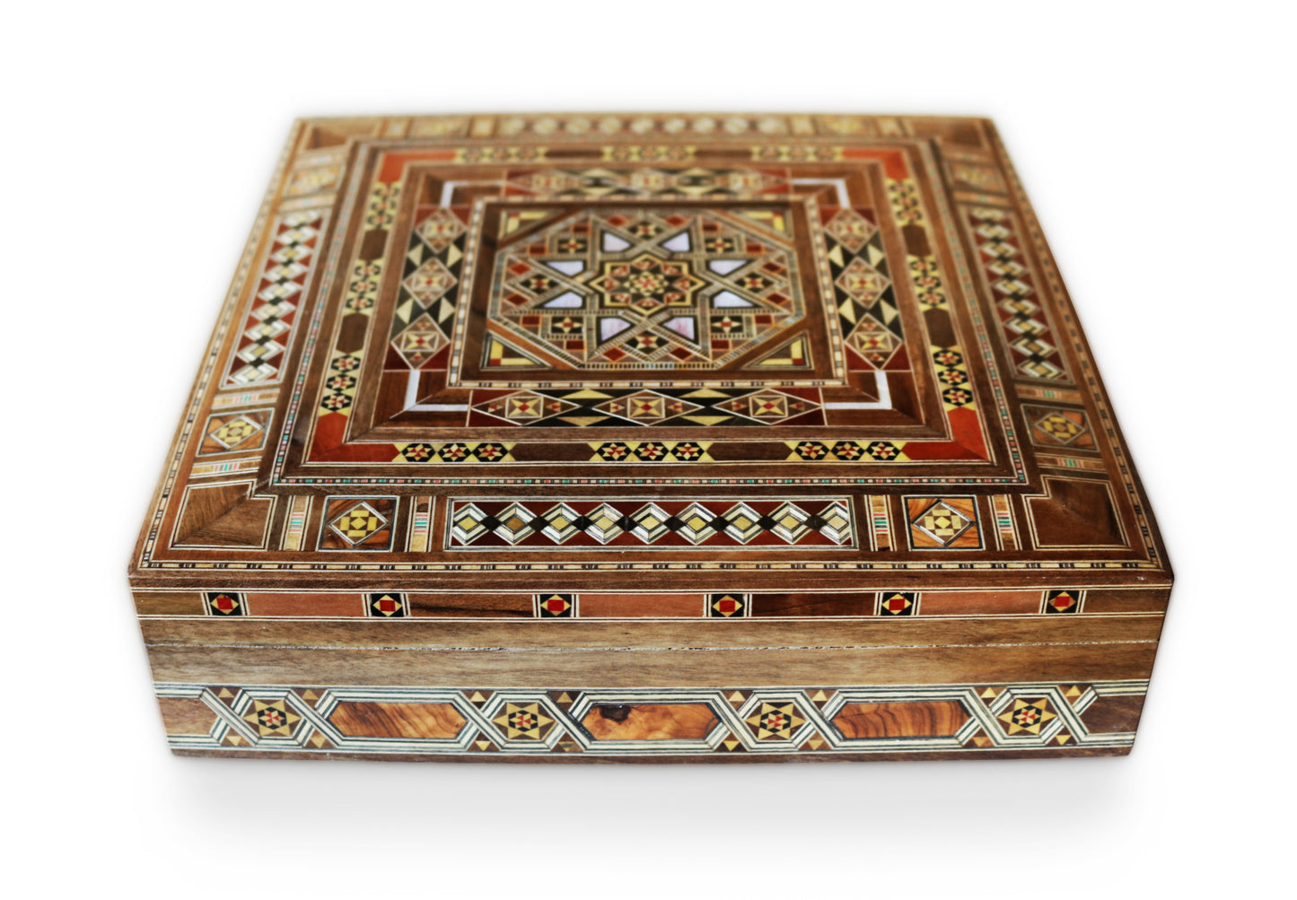 Neu Holz Mosaik Schatulle,Box,Kästchen, Damaskunst K 22-44