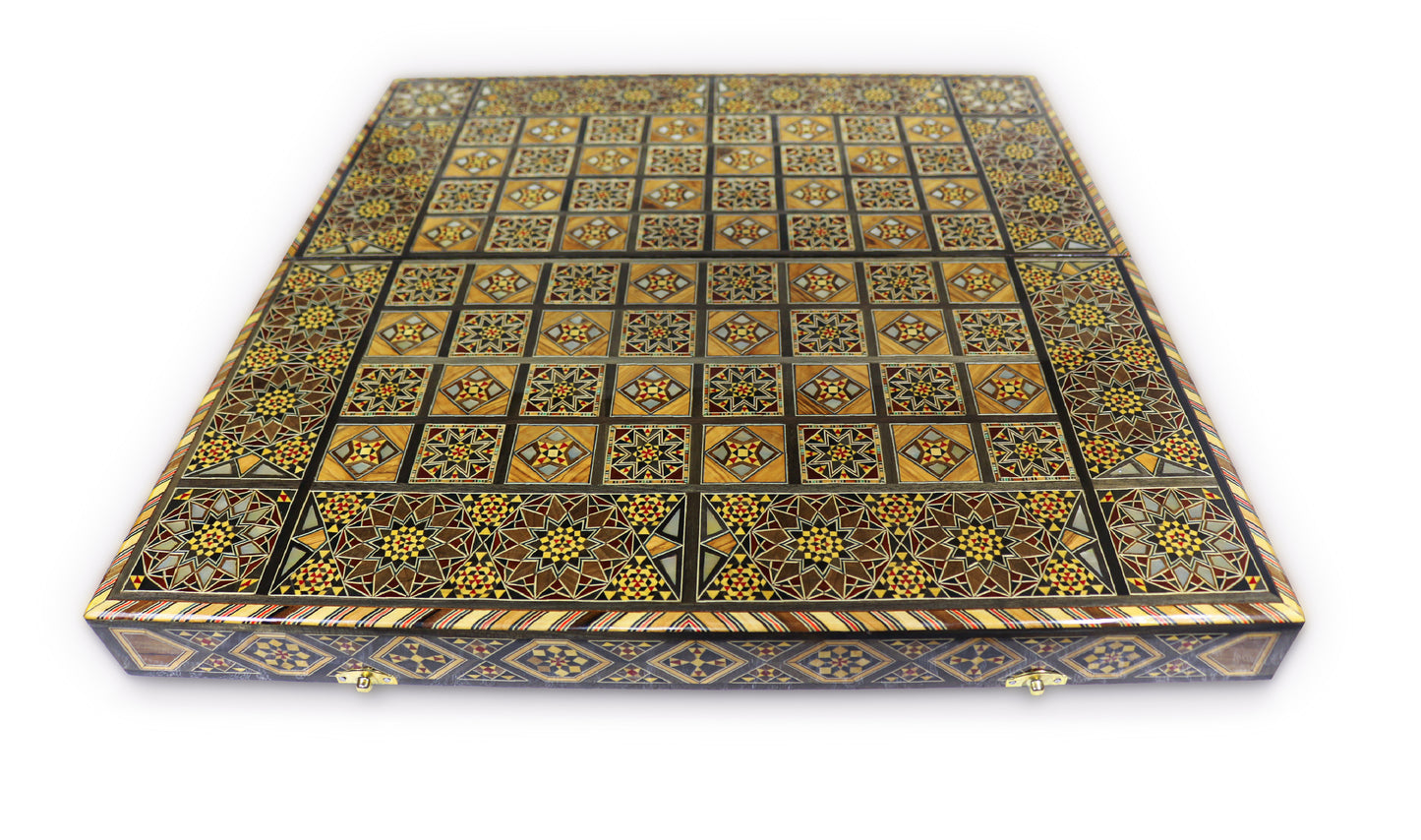Neu 53 x 53 cm Holz Backgammon/Schachspiel/Dama Brett  K 6-1-53 mit Holz Backgammon Steine