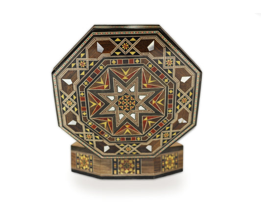 Neu Holz Mosaik Schatulle,Box,Kästchen,mit perlmutt Damaskunst K 1-2-84