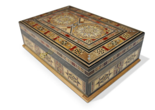 Neu Holz Mosaik Schatulle,Box,Kästchen, abschließbar,Damaskunst K 3020