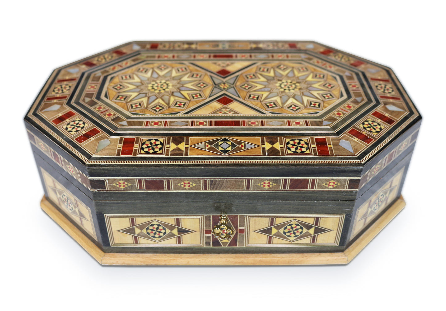 Neu abschließbare Holz Mosaik Schatulle,Box, mit Schmuck Unterteilung Damaskunst K30206U