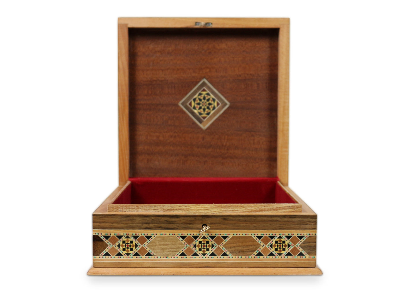 Neu Holz Mosaik Schatulle,Box,Kästchen, abschließbar,Damaskunst K 251