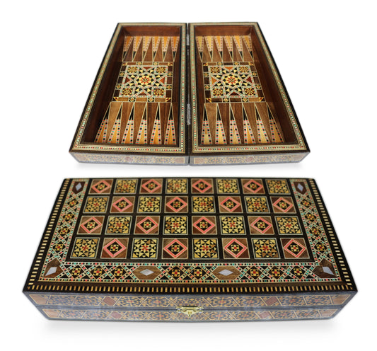 Neu 30 x 30 cm Holz Backgammon/Schachspiel/Dama Brett  BT 302 mit Holz Backgammon Steine