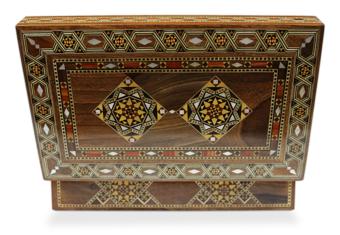 Neu Holz Mosaik Schatulle,Box,Kästchen,Damaskunst K 29181