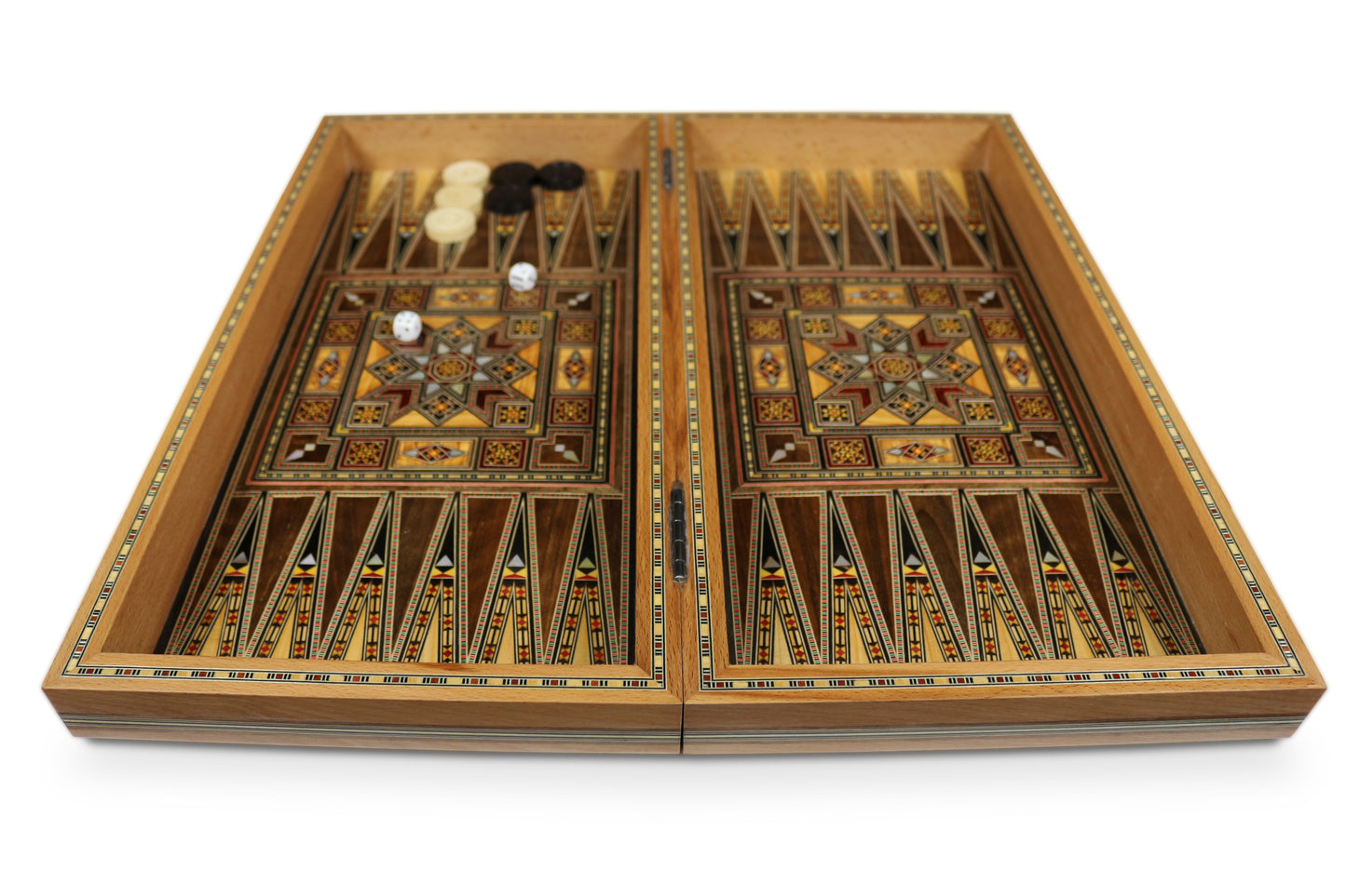 Holz Backgammon/Schach Brett inkl. Holz Steine BK520
