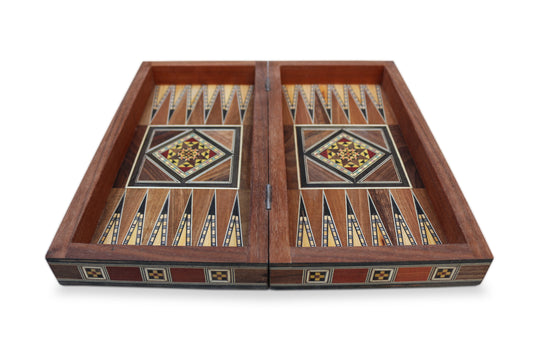Holz Backgammon/Schach Brett inkl. Holz Steine BC311