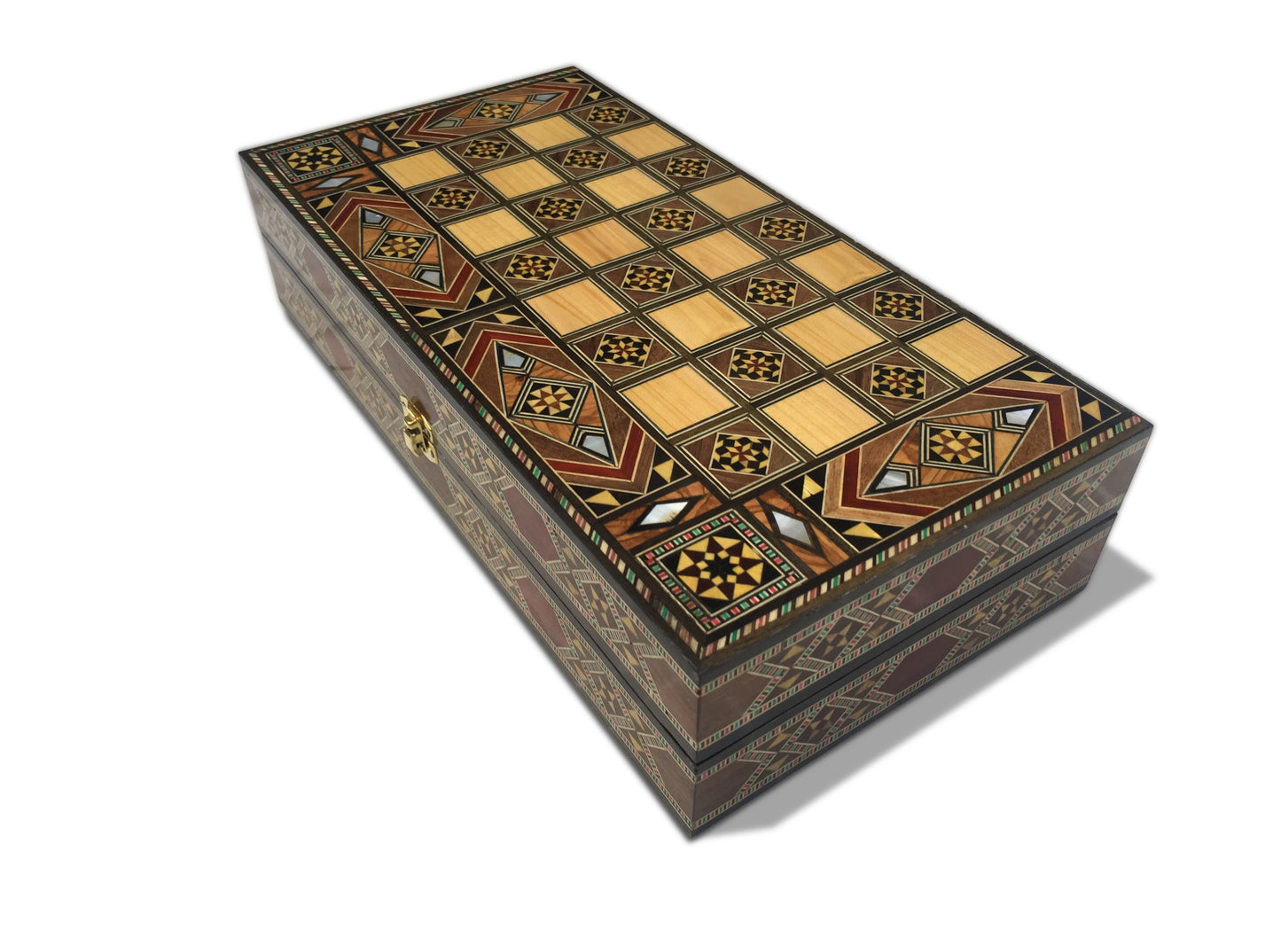 Holz Backgammon/Schach Brett inkl. Holz Steine BT31