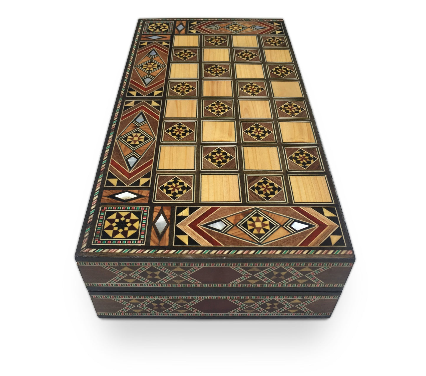 Holz Backgammon/Schach Brett inkl. Holz Steine&Figuren BT31F