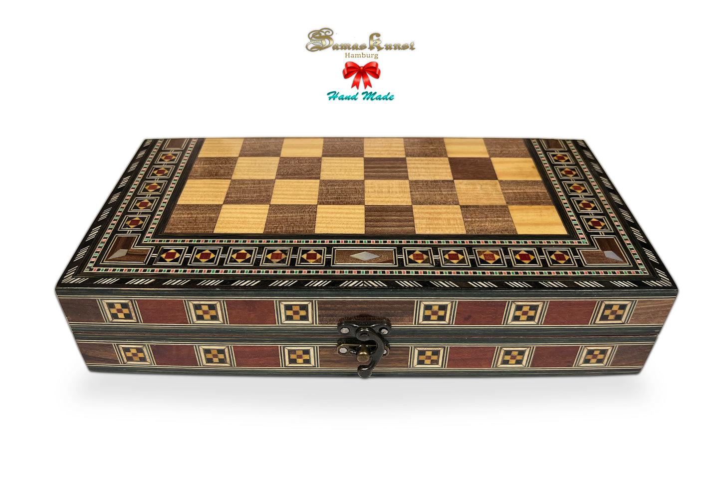 Holz Backgammon/Schach Brett inkl.Steine,Schachfiguren BC312SF