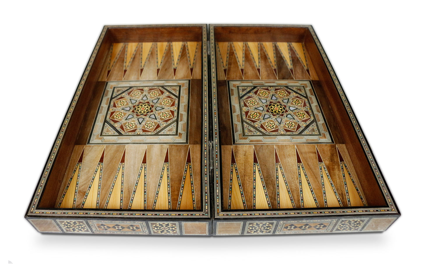 Holz Backgammon/Schach Brett inkl. Holz Steine und Figuren BT502F
